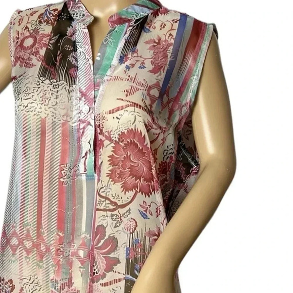 CREATION SM&MED colorful floral sheer gauze beach cover  maxi dress.sleeveless - Picture 5 of 16